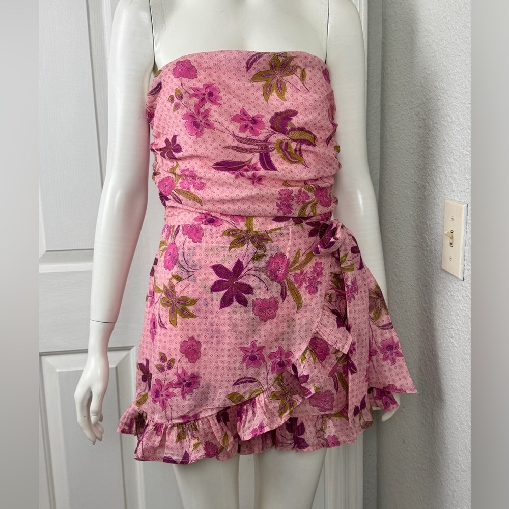 Olivaceous 100% Cotton Soft Girl Blush Pink Strapless Romper Size Large F54